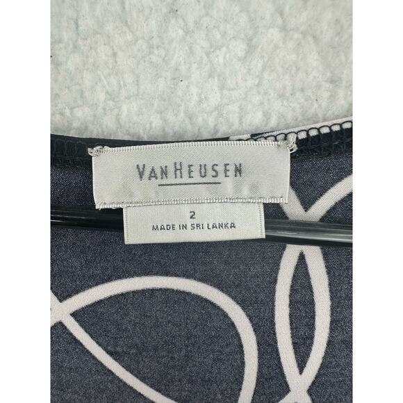 Van Heusen Black and White Geometric Midi Fit and Flare Dress - Size 2 Preowned - Picture 7 of 7